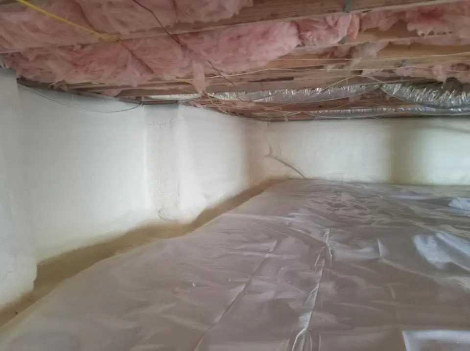 Crawl space encapsulation with closed-cell spray foam for Commercial Roof Restoration in Beaufort